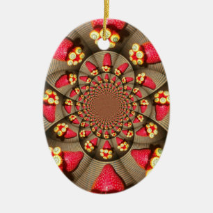 Farbiger roter Genuss: Erdbeeren-Kaleidoskop-Kunst Keramikornament