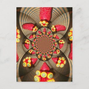 Farbiger roter Genuss: Erdbeeren-Kaleidoskop-Kunst Postkarte