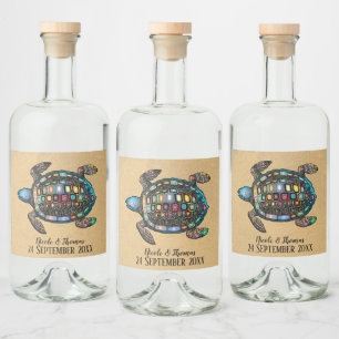 Farbiger Sandstrand Alkoholflaschenetikett