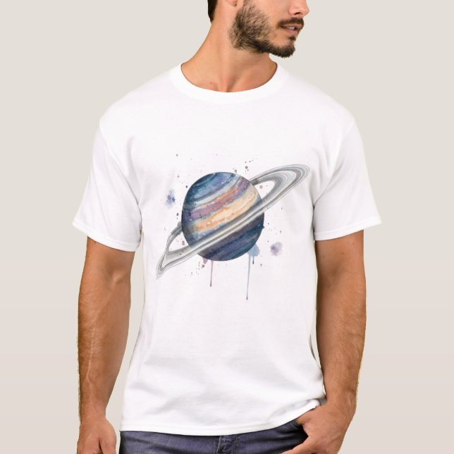 Farbiger Saturn T-Shirt (Vorderseite)