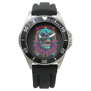 farbiger Schädel Armbanduhr