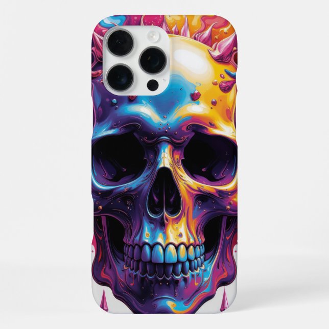 farbiger Schädel iPhone 16 Pro Max Hülle (Rückseite)