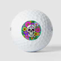 farbiger Schädel mit Blume