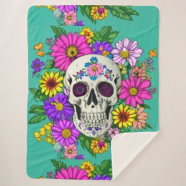 farbiger Schädel mit Blume Sherpadecke
