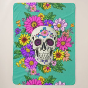 farbiger Schädel mit Blume Sherpadecke