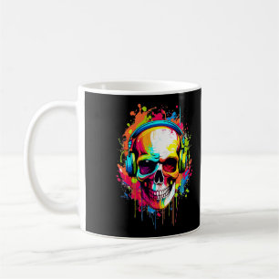 Farbiger Schädel mit Kopfhörern Kaffeetasse