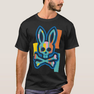 Farbiger Schädel und Crossbones Bad Rabbit Bunny C T-Shirt