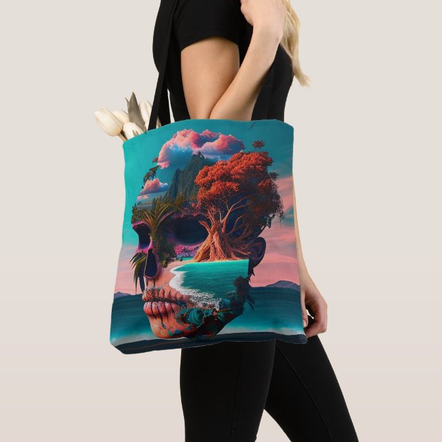 Farbiger Schädelkopf Tasche (Von Nahem)