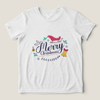 Farbiger Schlitten und Glocken Frohe Weihnachten F Tri-Blend Shirt