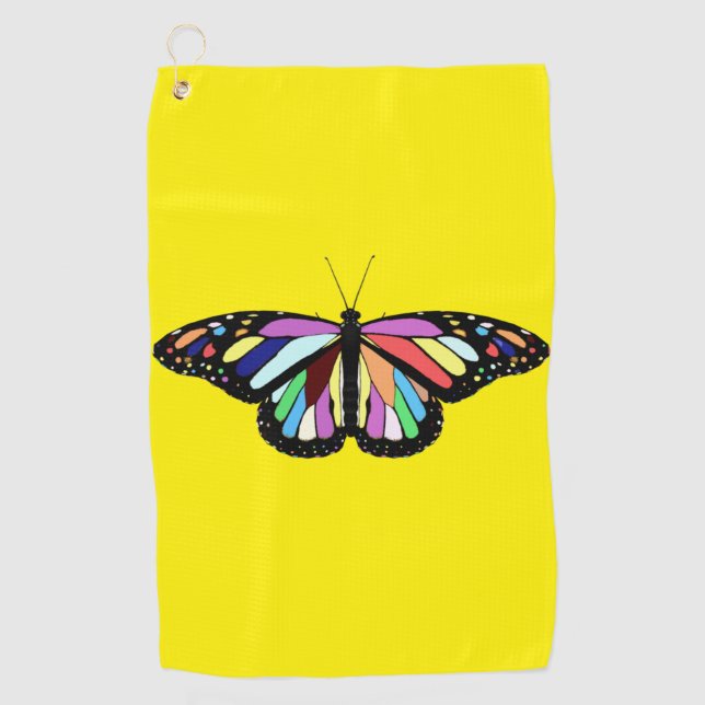 Farbiger Schmetterling Golfhandtuch (Vorderseite)