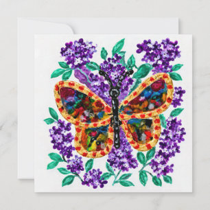 Farbiger Schmetterling und violette Flieder Einladung
