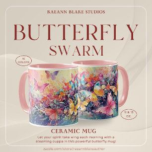 Farbiger Schmetterlingsschwarm-Design Keramikbeche Tasse