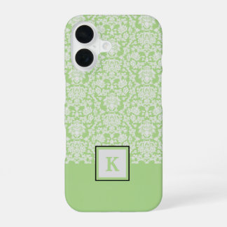 Farbiger schwarzer Damast Monogram Totbeutel iPhone 16 Hülle