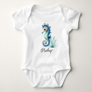 Farbiger Seepferdchen Baby Strampler