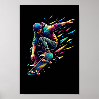 Farbiger Skateboarder Urban Pop Art Skateboard Poster