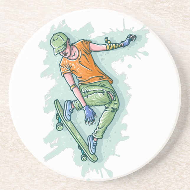 Farbiger Skater Getränkeuntersetzer (Vorne)