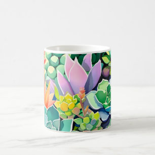 Farbiger Sommer Sukkulenten Botanischer Garten Kaffeetasse