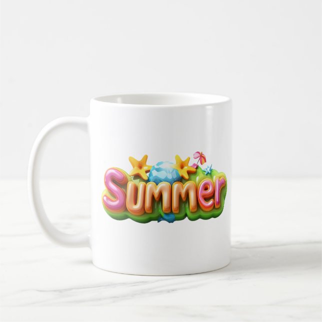 Farbiger Sommertext Kaffeetasse (Links)