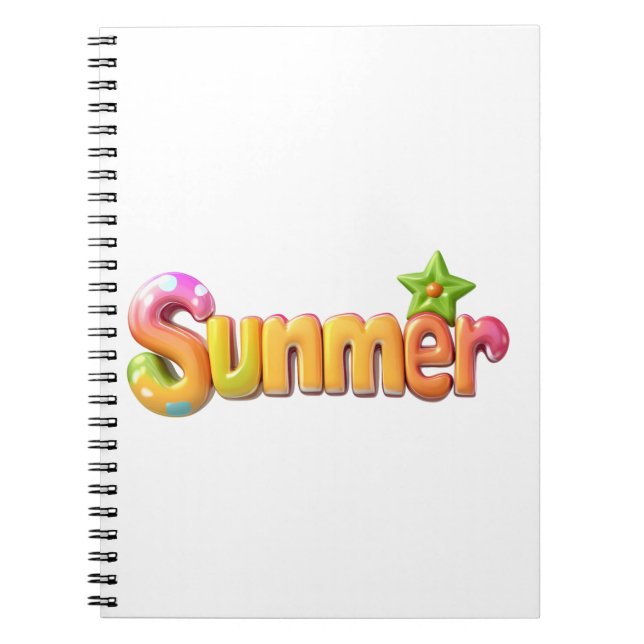 Farbiger Sommertext mit Star Notizblock (Vorderseite)