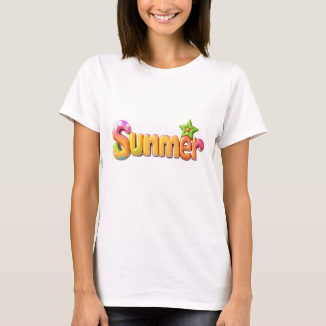 Farbiger Sommertext mit Star T-Shirt (Vorderseite)