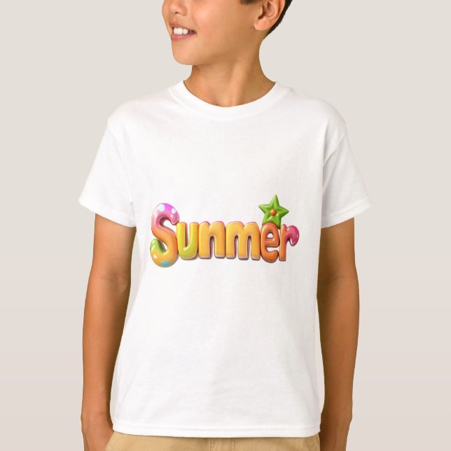 Farbiger Sommertext mit Star T-Shirt (Vorderseite)