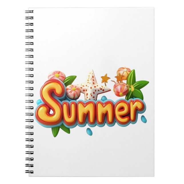 Farbiger Sommertext mit Strandelementen Notizblock (Vorderseite)