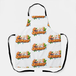 Farbiger Sommertext mit Strandelementen Schürze