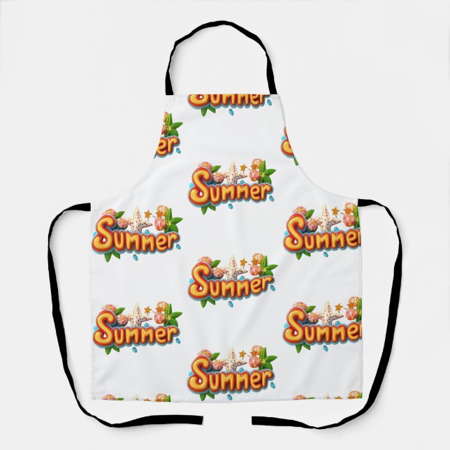 Farbiger Sommertext mit Strandelementen Schürze (Vorderseite)