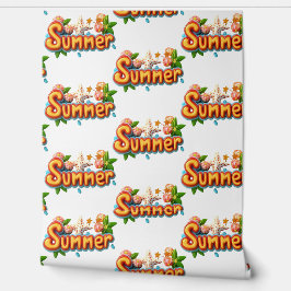 Farbiger Sommertext mit Strandelementen Tapete