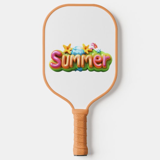 Farbiger Sommertext Pickleball Schläger (Vorderseite)