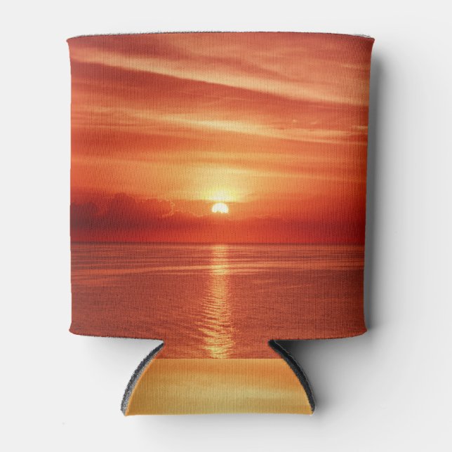 Farbiger Sonnenaufgang auf See, dramatische Wolken Dosenkühler (Vorderseite)