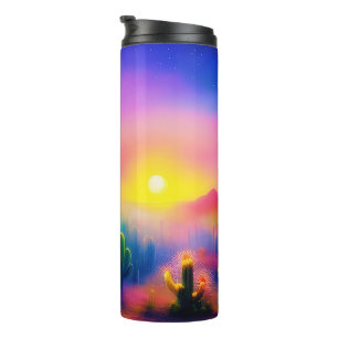 Farbiger Sonnenuntergang der Wüste Thermosbecher