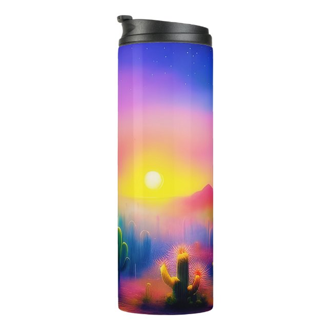 Farbiger Sonnenuntergang der Wüste Thermosbecher (Nach rechts gedreht)