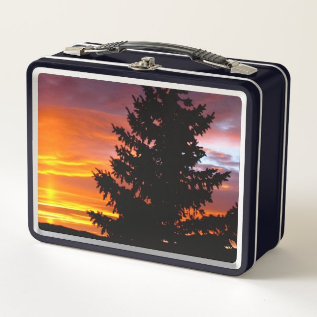 Farbiger Sonnenuntergang Metall Brotdose (Vorderseite)