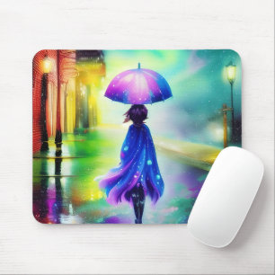 Farbiger Spaziergang im Regen  Mousepad