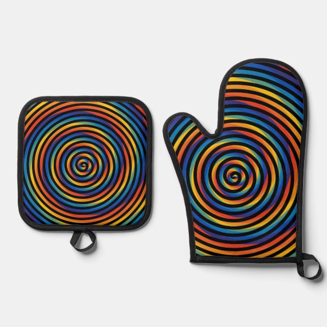 Farbiger Spiralwirl Ofenhandschuh & Topflappen-Set (Vorderseite)