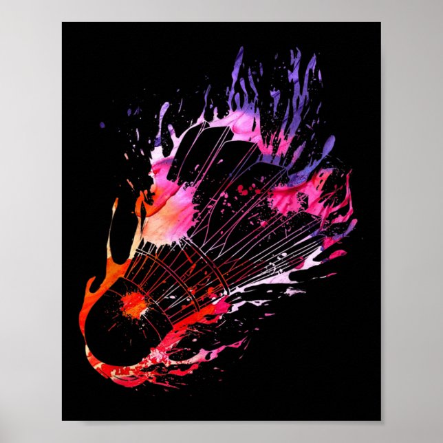 Farbiger Splash Badminton Federball  Poster (Vorne)