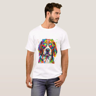 Farbiger Spritzer cooler Hund mit Sonnenbrille Pop T-Shirt