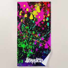 Farbiger Spritzer individuelle Name Strandtuch