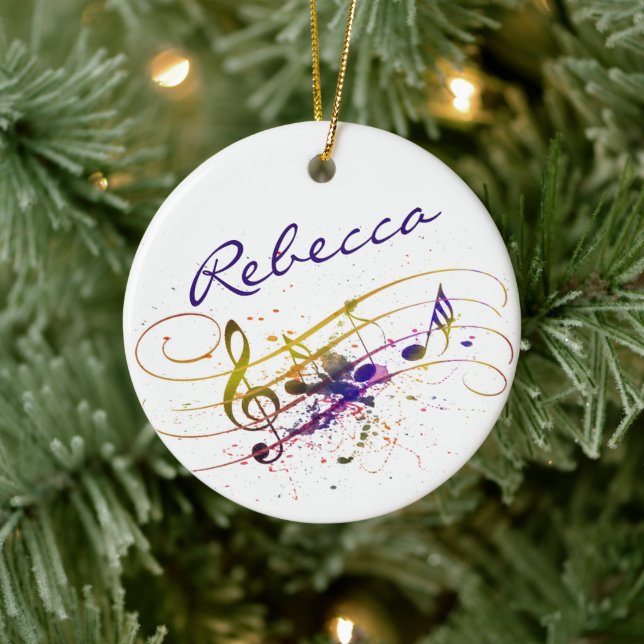 Farbiger Spritzer personalisiert Keramik Ornament (Baum)