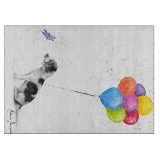 Farbiger Stift Zeichnend Beagle Hund und Balloons Schneidebrett