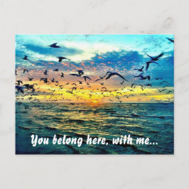 Farbiger Strand Sonnenuntergang Romantisch Postkarte