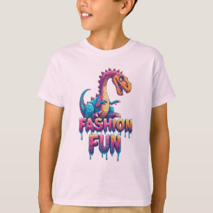 Farbiger süßer T-Rex mit modischer lustiger Typogr T-Shirt