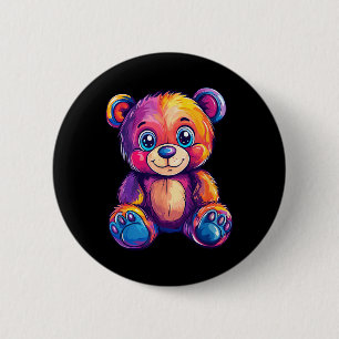 Farbiger Teddybär mit großen Augen Button