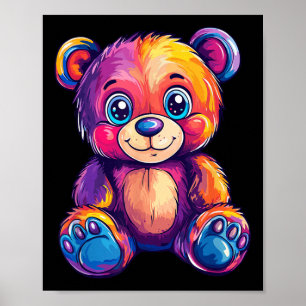 Farbiger Teddybär mit großen Augen Poster