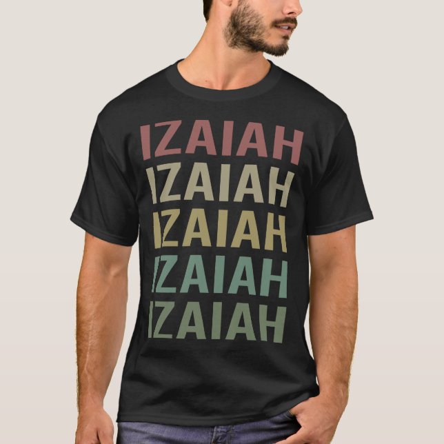 Farbiger Text Art - Izaiah Name T-Shirt (Vorderseite)