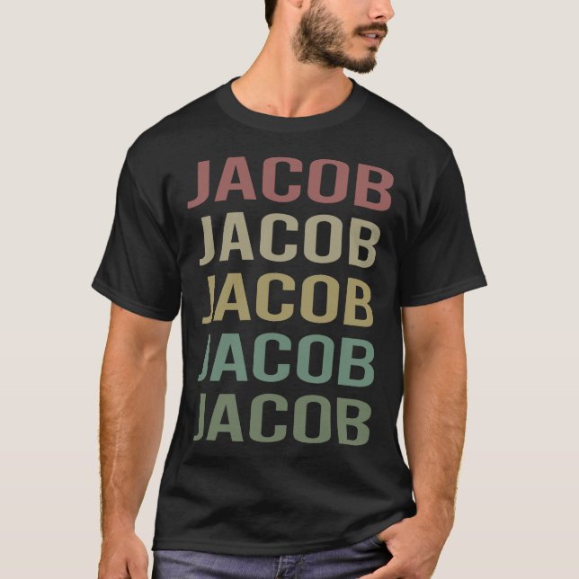 Farbiger Text Art - Jacob Name T-Shirt (Vorderseite)
