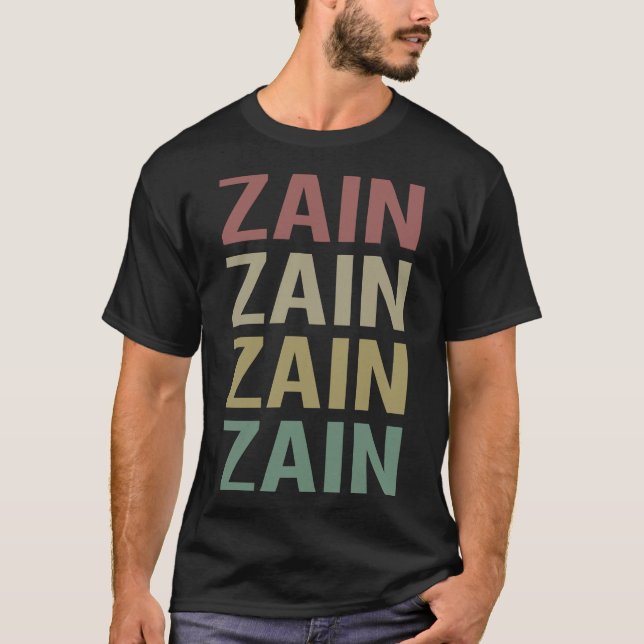 Farbiger Text Art - Zain Name T-Shirt (Vorderseite)