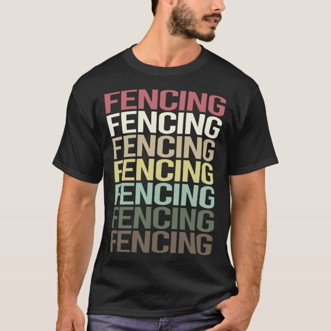 Farbiger Text Fencing Fencer T-Shirt (Vorderseite)