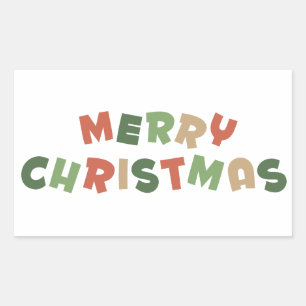 Farbiger Text frohe Weihnachtsbriefe Rechteckiger Aufkleber